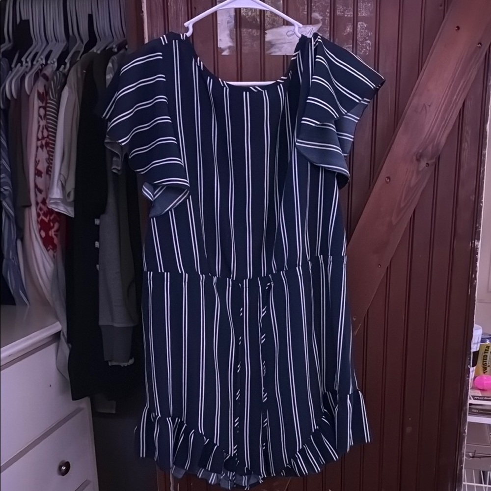 SHEIN Navy and White Striped Romper